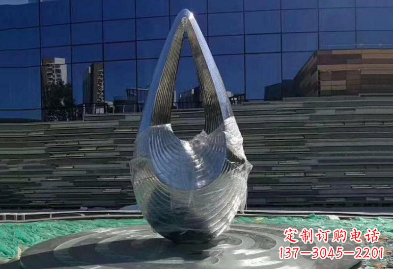 吉林不锈钢公园空心水滴雕塑