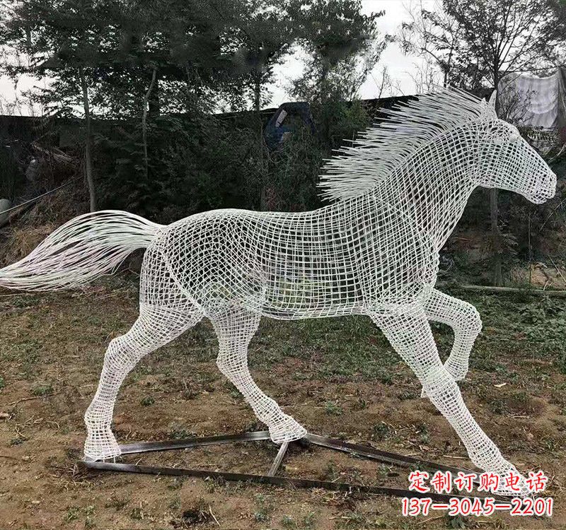 吉林不锈钢公园镂空奔马雕塑
