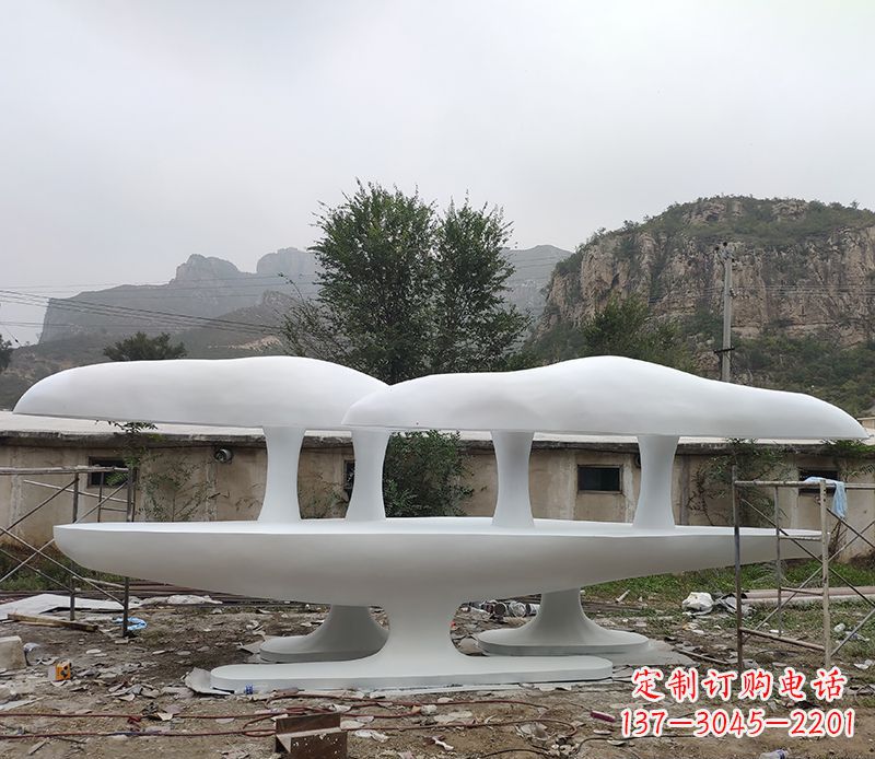 吉林不锈钢公园蘑菇云朵景观雕塑