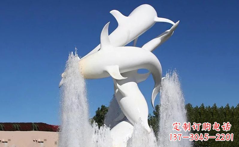 吉林不锈钢海豚喷泉雕塑 (3)