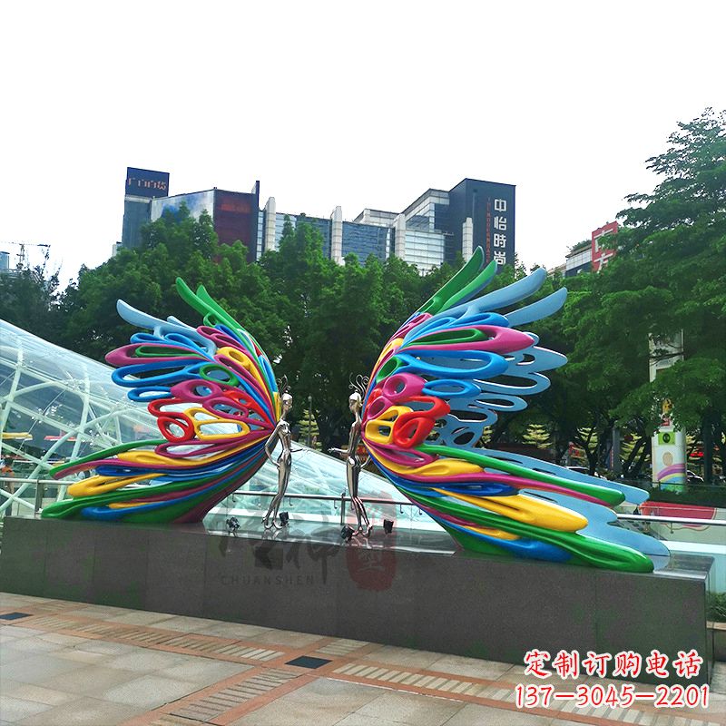 吉林不锈钢蝴蝶仙子城市广场步道装饰雕塑