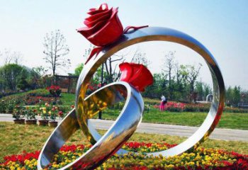 吉林不锈钢公园玫瑰花戒指雕塑精致精美的礼物