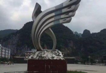 吉林翅膀雕塑——环绕不锈钢广场的精美艺术品