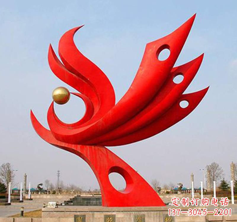 吉林不锈钢火凤凰动物雕塑