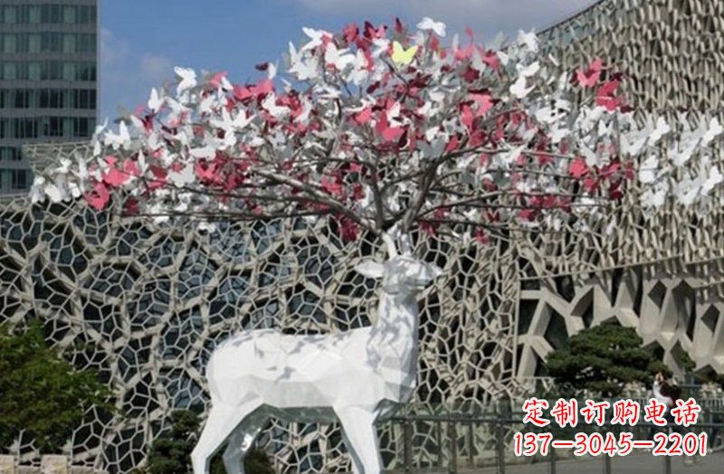 吉林不锈钢几何小鹿雕塑222