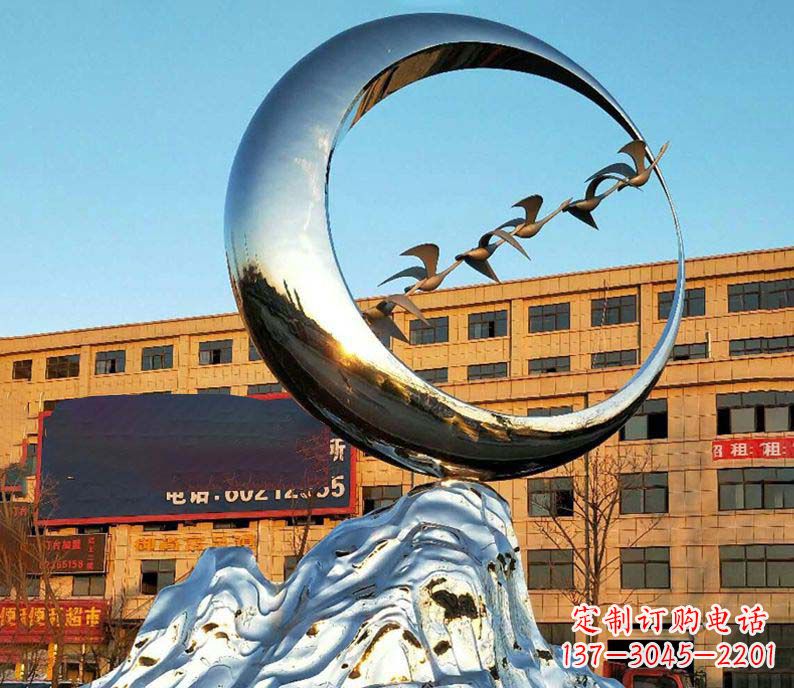 吉林不锈钢假山大雁雕塑