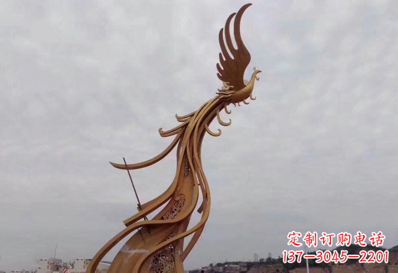 吉林不锈钢金凤凰雕塑2