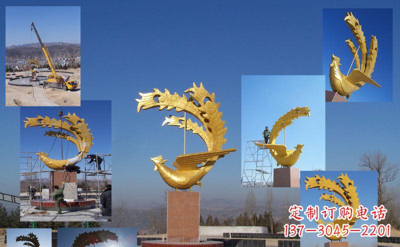 吉林不锈钢金色的凤凰广场雕塑