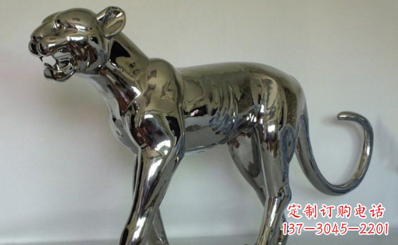 吉林不锈钢金钱豹雕塑给人以高贵气质的艺术瑰宝