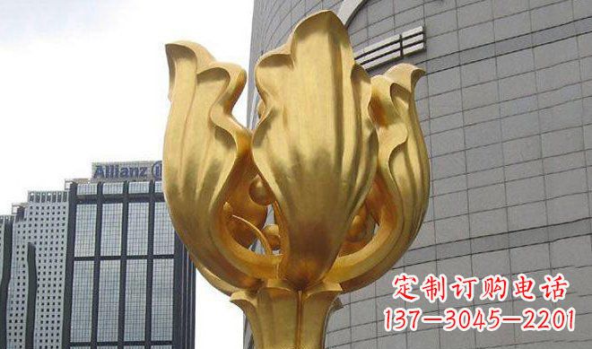 吉林不锈钢金色紫荆花雕塑