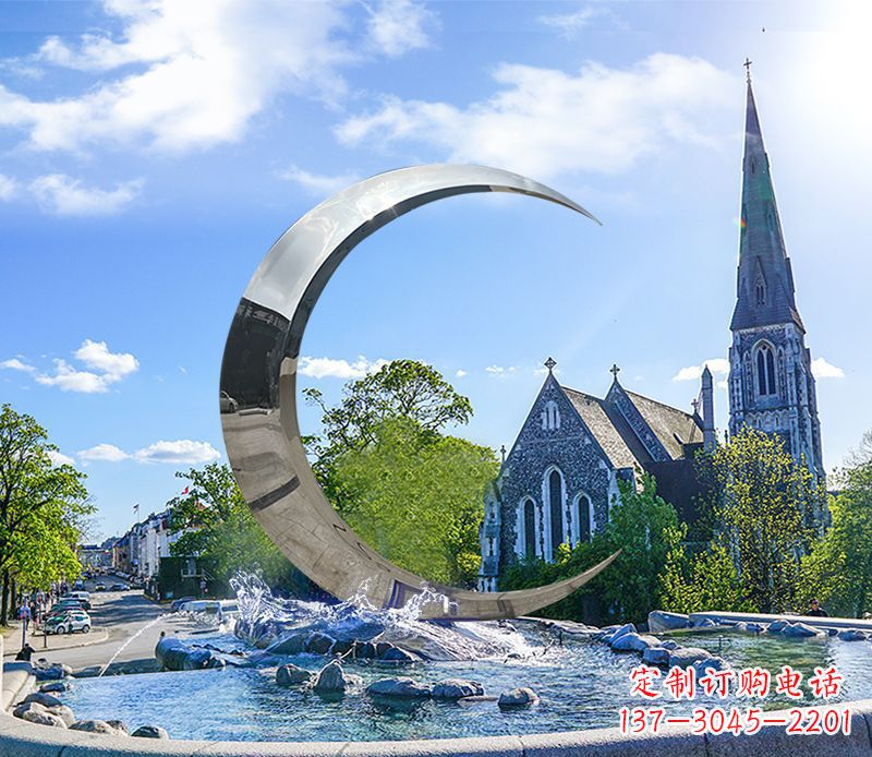 吉林不锈钢景观创意月亮雕塑