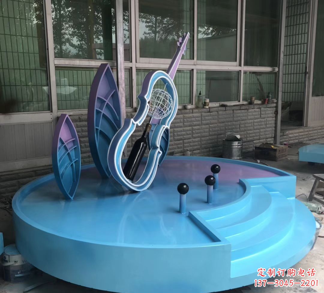 吉林不锈钢景观大提琴雕塑 广场摆件