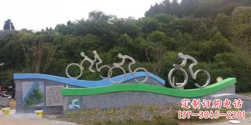 吉林不锈钢景区抽象骑自行车人物雕塑