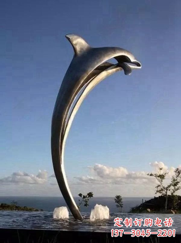 吉林不锈钢景区大型抽象海豚雕塑