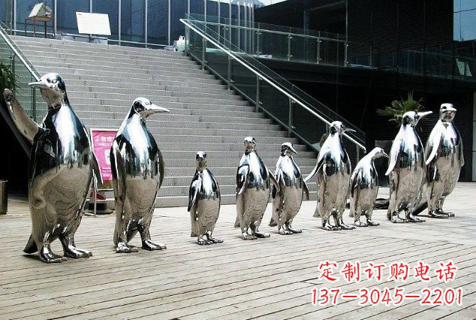 吉林不锈钢镜面抽象企鹅雕塑