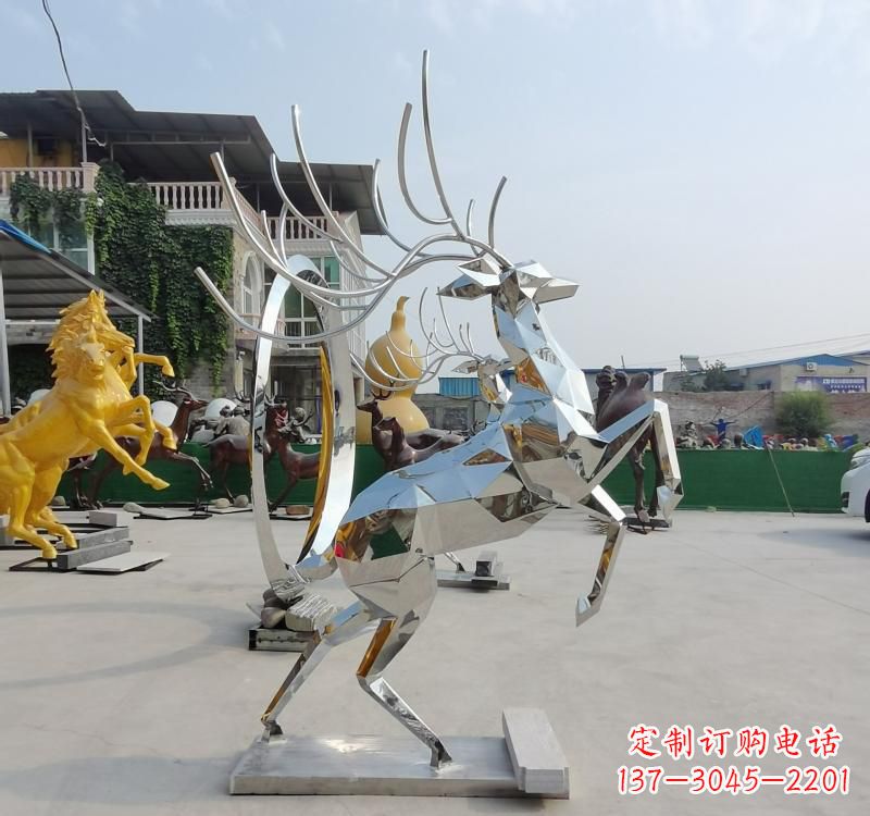 吉林不锈钢镜面动物鹿雕塑