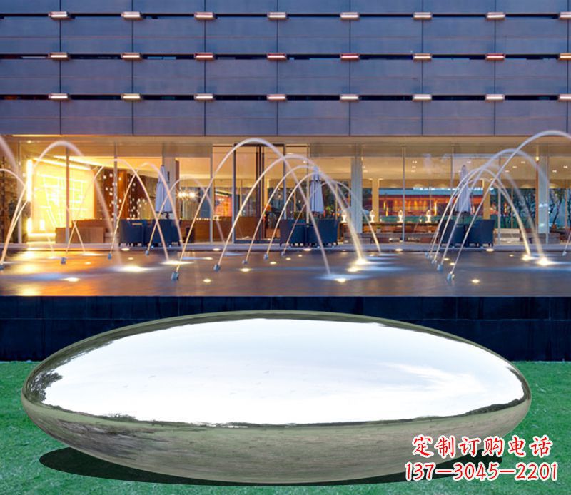 吉林不锈钢镜面鹅卵石广场雕塑