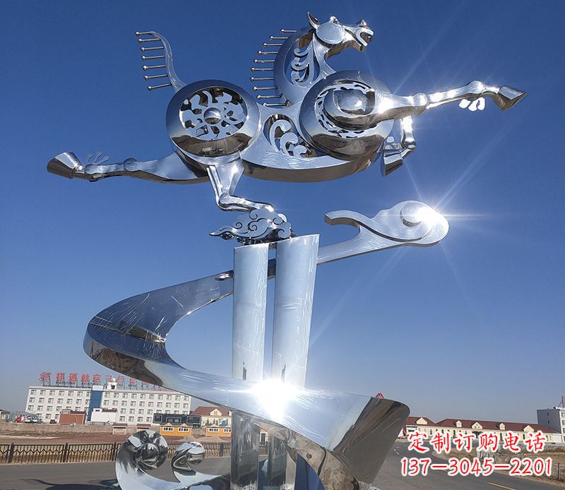 吉林不锈钢马踏飞燕雕塑 (2)