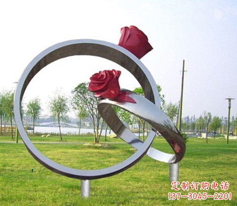 吉林不锈钢玫瑰戒指雕塑
