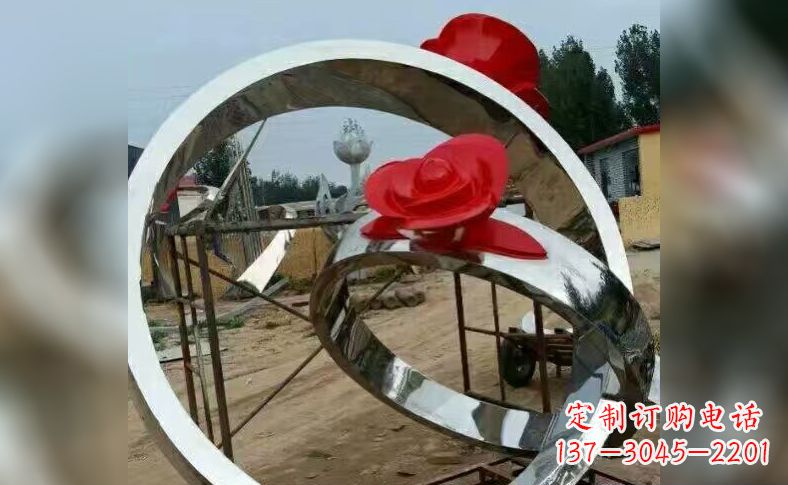 吉林不锈钢玫瑰花戒指雕塑