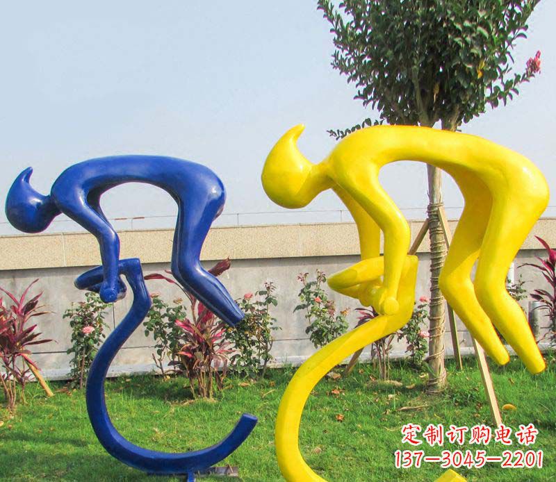 吉林不锈钢骑自行车广场景观雕塑