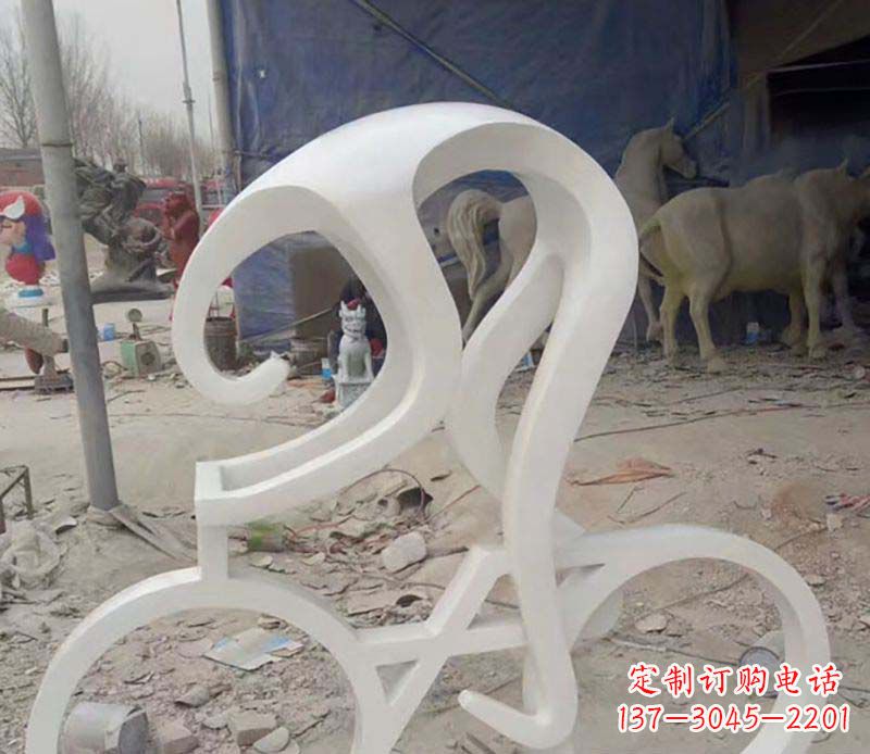 吉林不锈钢骑自行车公园景观雕塑