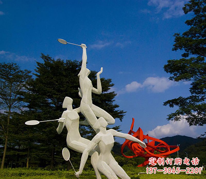 吉林不锈钢人物打羽毛球雕塑