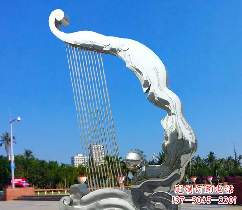 吉林不锈钢竖琴乐器雕塑