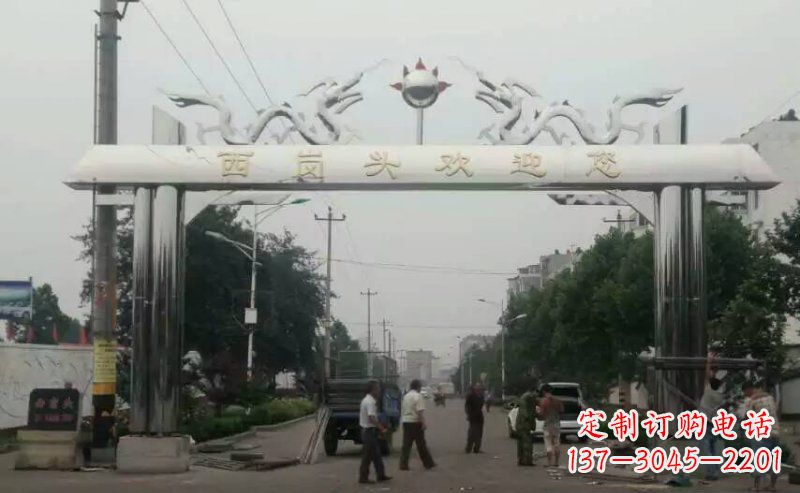 吉林不锈钢双龙戏珠牌坊村口牌坊