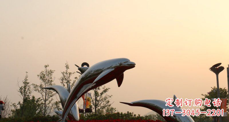 吉林不锈钢跳跃的海豚动物雕塑