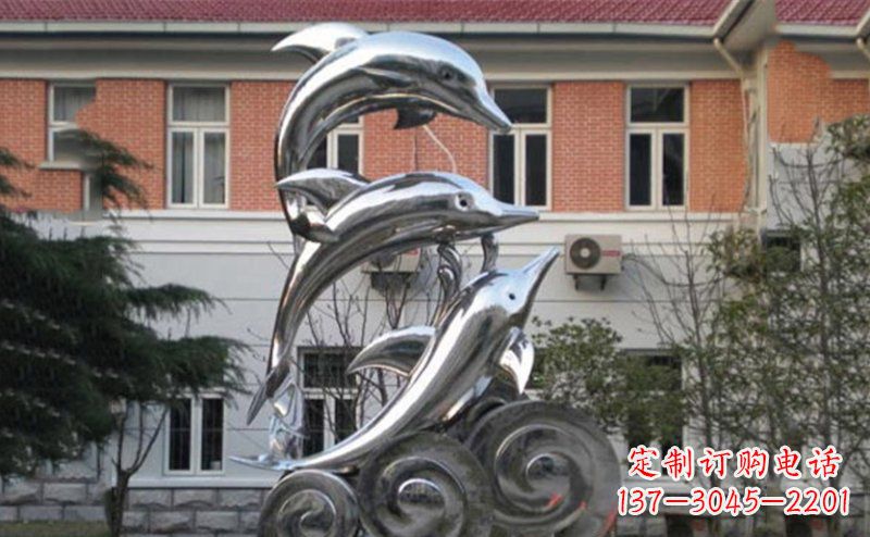 吉林不锈钢跳跃海豚雕塑