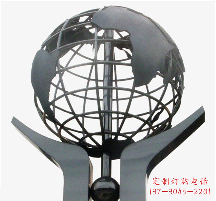 吉林象征地球一体的不锈钢校园手托地球雕塑