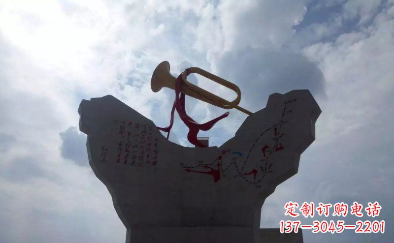 吉林革命烈士冲锋号雕塑让革命历史长存