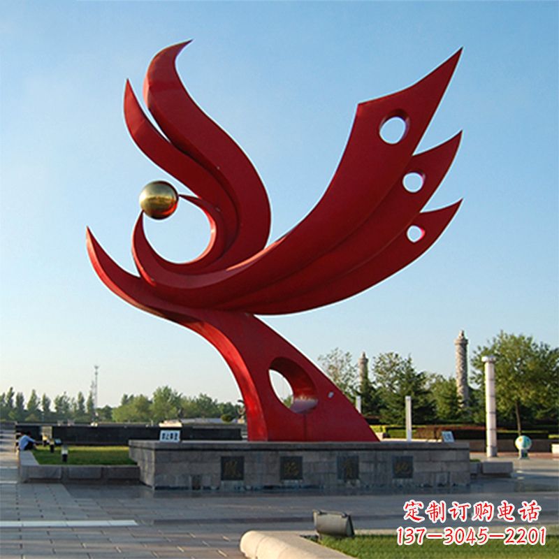 吉林精美凤凰雕塑点缀公园园林景观