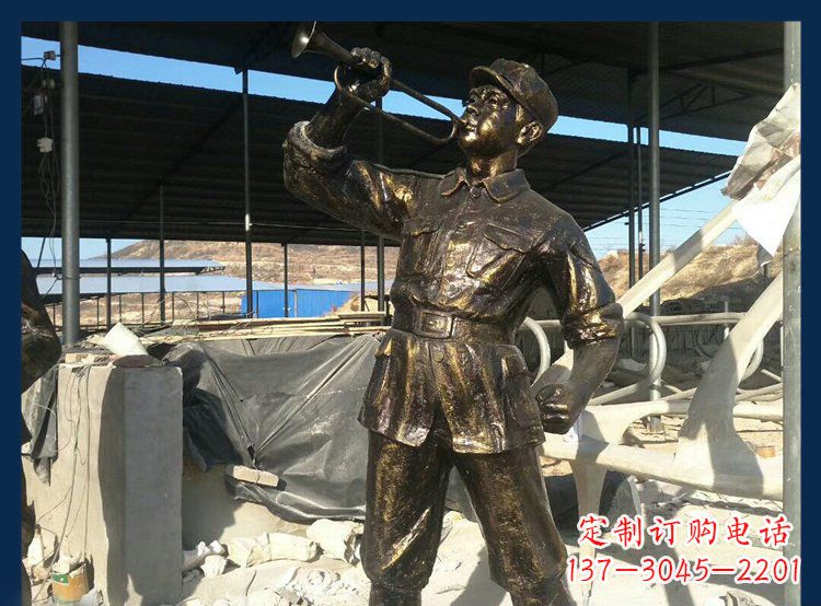 吉林冲锋号雕塑永远记住八路军