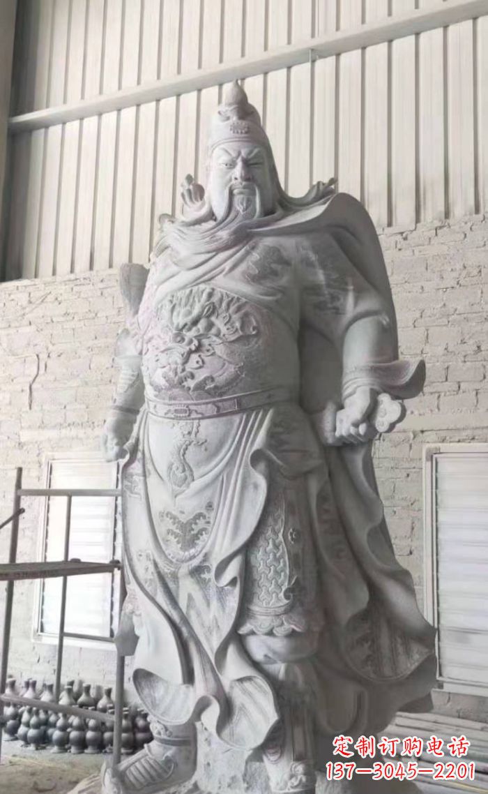 吉林大理石关公雕塑，精美绝伦