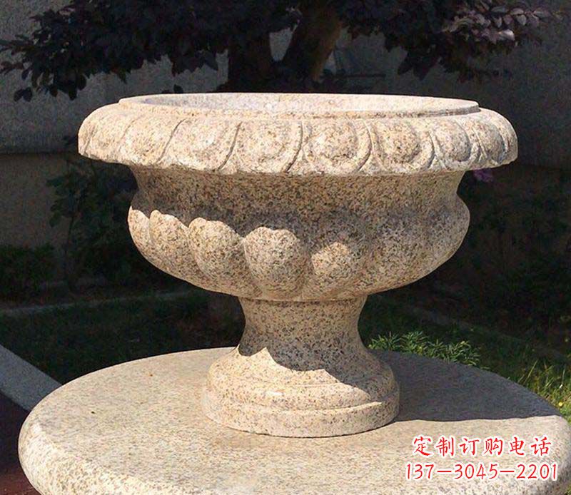 吉林大理石花钵公园花盆石雕