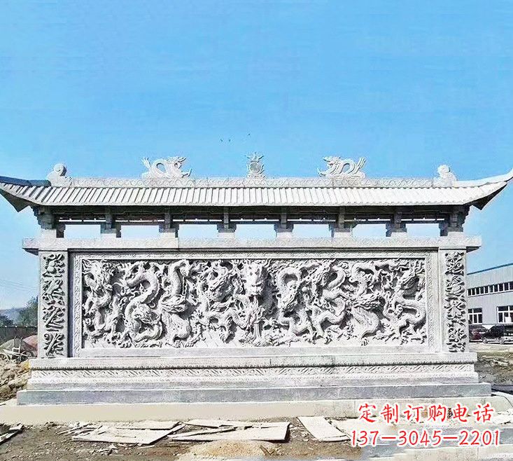 吉林精美大理石九龙壁雕塑