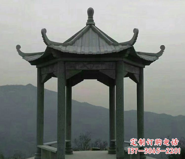 吉林考究工艺,奢华大理石六角凉亭雕塑