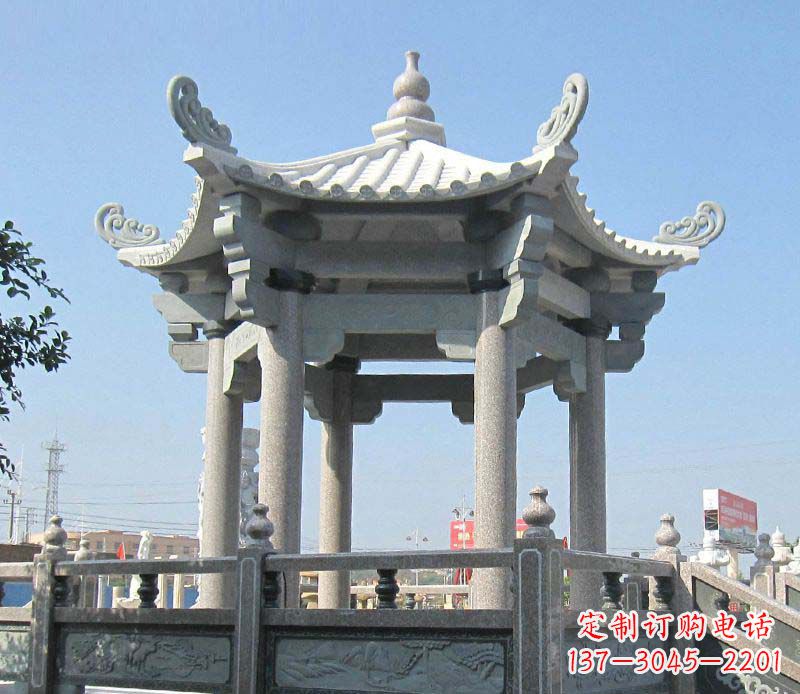 吉林大理石六角凉亭石雕,为您的家园带来浪漫情怀