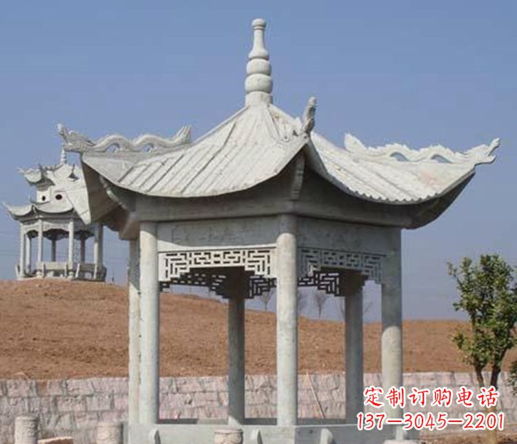吉林精美大理石六角凉亭石雕