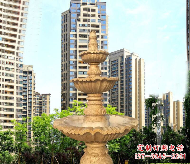 吉林大理石三层喷泉公园石雕 (2)