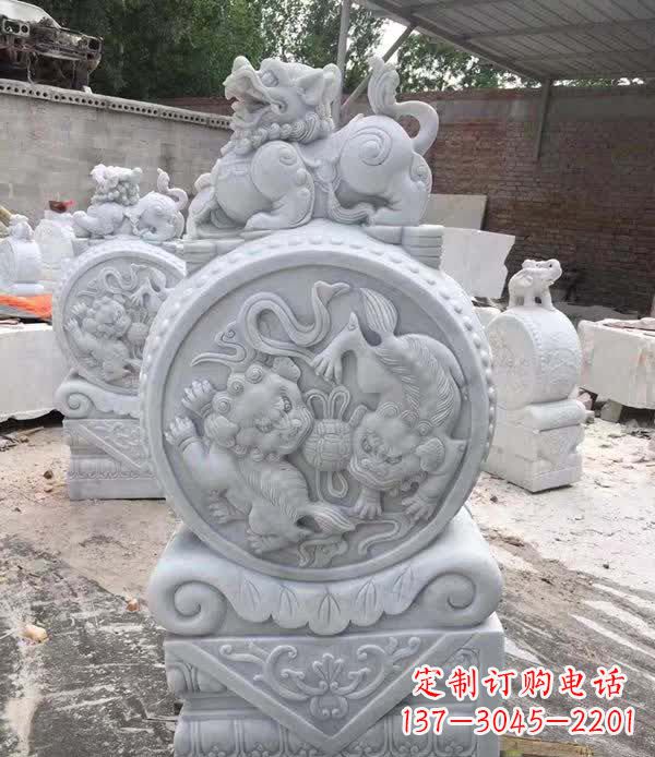 吉林大理石狮子抱鼓石雕塑