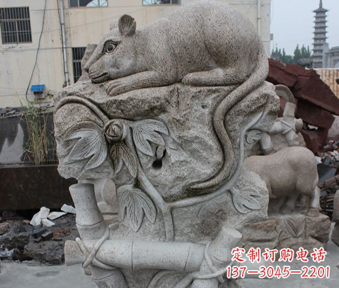 吉林大理石生肖鼠石雕