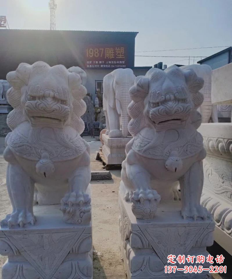 吉林大理石狮子雕塑，象征威严