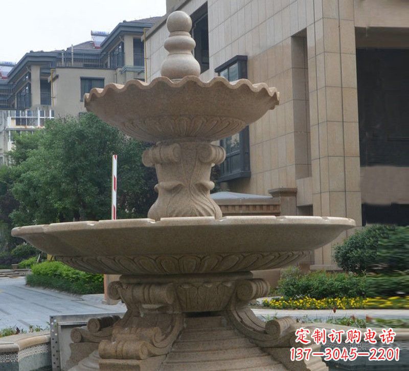 吉林简约双层大理石喷泉雕塑