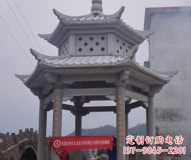 吉林大理石双层石雕凉亭——独特的艺术结晶