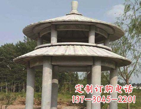 吉林大理石双层圆顶凉亭石雕