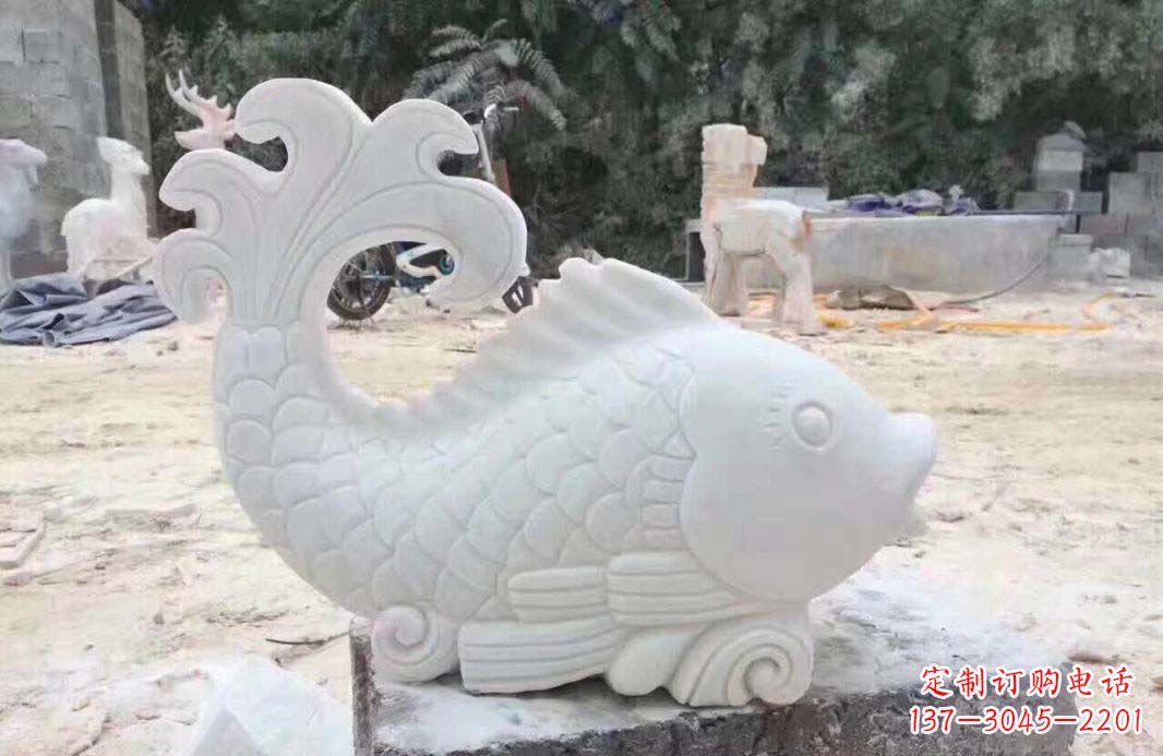 吉林大理石鱼喷泉雕塑装置