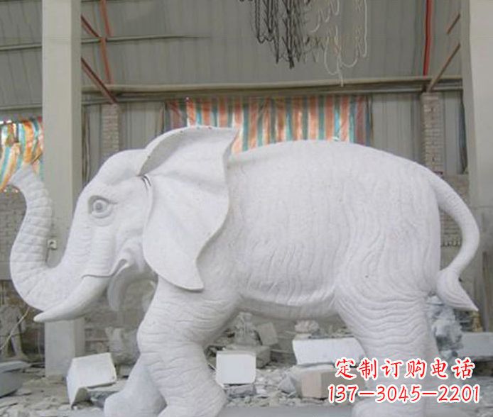 吉林象征财富的大理石招财大象雕塑